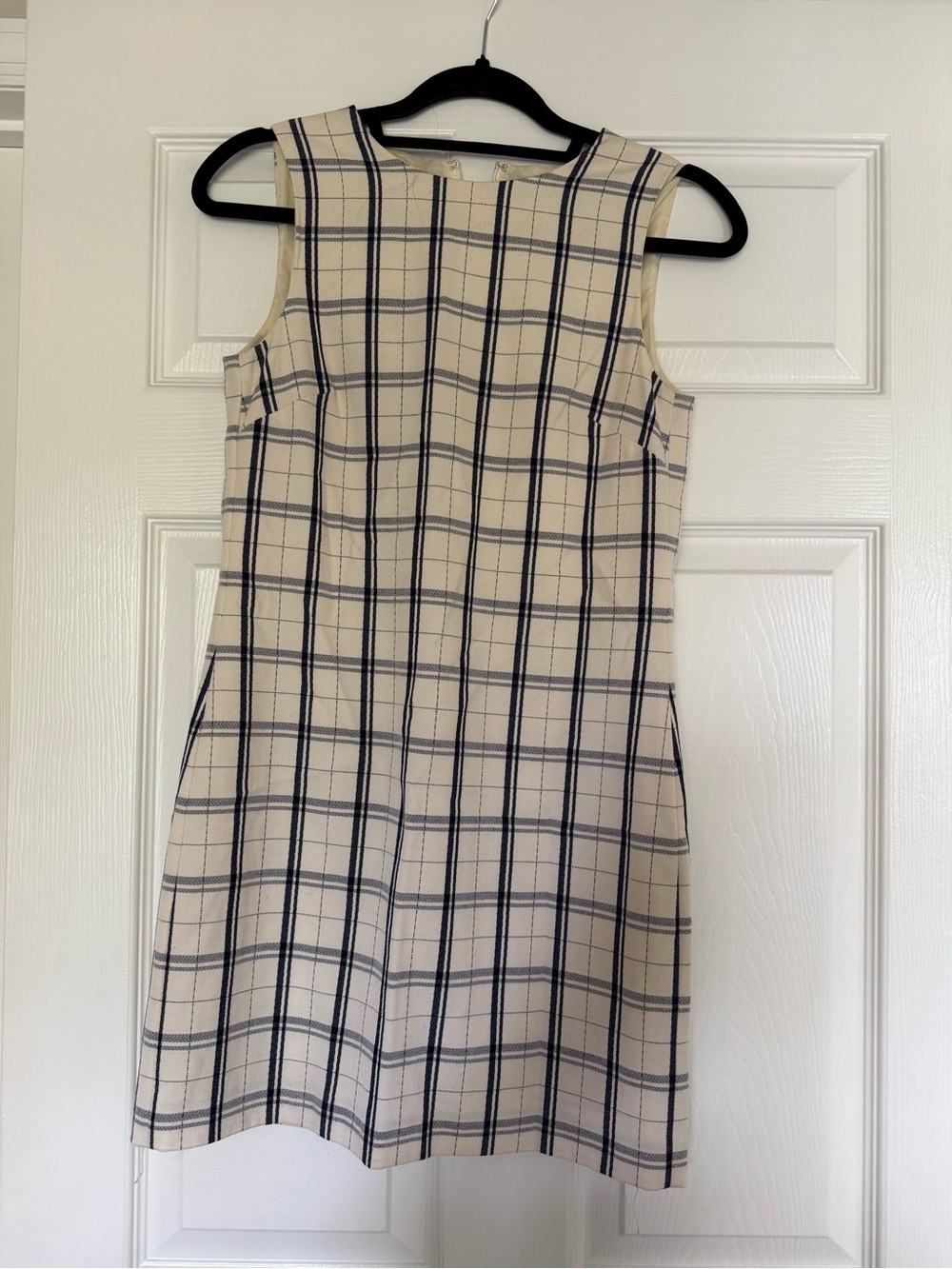 Theory Cream Plaid Shift Dress
